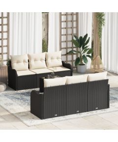 vidaXL Zestaw Sof Ogrodowych  z Poduszkami Czarny Polirattan Dārza mēbeļu komplekti