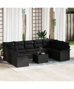 vidaXL 10-Częściowy Zestaw Sofy Ogrodowej z Poduszkami Beżowy Polirattan Dārza mēbeļu komplekti