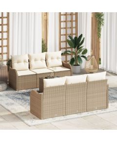 vidaXL 7-częściowy Zestaw Sofy Ogrodowej z Poduszkami Beżowy Polirattan Dārza mēbeļu komplekti