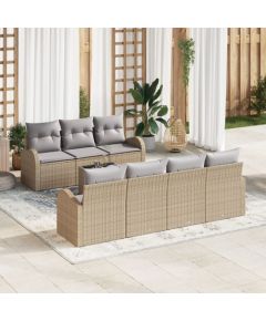 vidaXL 8 Częściowy Zestaw Sofy Ogrodowej z Poduszkami Beżowy Polirattan Dārza mēbeļu komplekti