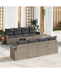 vidaXL Zestaw 9-częściowy sofy ogrodowej z poduszkami szare polirattan Dārza mēbeļu komplekti