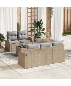 vidaXL 6-częściowy zestaw sof ogrodowych z poduszkami beżowy polirattan Dārza mēbeļu komplekti