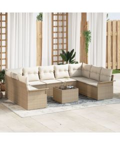 vidaXL Zestaw 10 elementów z poduszkami  - Brązowy polirattan Dārza mēbeļu komplekti