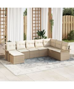 vidaXL Zestaw 8-częściowy sofy ogrodowej z poduszkami Beżowy Polirattan Dārza mēbeļu komplekti