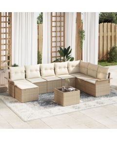 vidaXL Zestaw sof ogrodowych  9 elementów z poduszkami brązowy z polirattanu Dārza mēbeļu komplekti