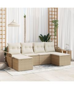 vidaXL 6-Częściowy Zestaw Sof Ogrodowych z Poduszkami Beżowy Polirattan Dārza mēbeļu komplekti