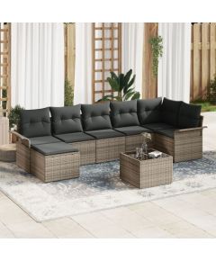 vidaXL Zestaw 7-częściowy sof ogrodowych  z poduszkami czarny polirattan Dārza mēbeļu komplekti
