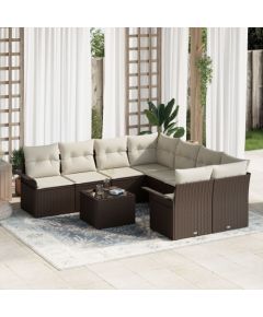 vidaXL 9-elementowy zestaw sofy ogrodowej z poduszkami brązowy polirattan Dārza mēbeļu komplekti