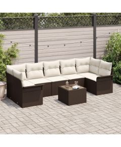 vidaXL Zestaw sof ogrodowych  8-częściowy z poduszkami Brązowy Rattan Poliester Dārza mēbeļu komplekti