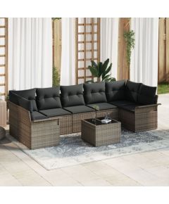 vidaXL 8-częściowy zestaw sof ogrodowych z poduszkami szary polirattan Dārza mēbeļu komplekti