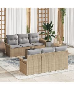 vidaXL Zestaw Sofy Ogrodowej  z Poduszkami Beżowy Poli Rattan Dārza mēbeļu komplekti