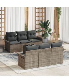 vidaXL Zestaw Sofy Ogrodowej 7-częściowy  z Poduszkami Szary Polirattan Dārza mēbeļu komplekti