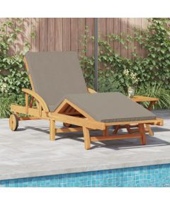 vidaXL Składany leżak z kółkami i poduszką Taupe z litego drewna akacjowego Шезлонги и пляжные стулья