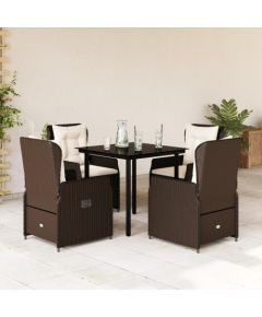 vidaXL 5-częściowy zestaw mebli ogrodowych z poduszkami, brązowy, polirattan Dārza mēbeļu komplekti