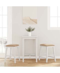 vidaXL Krzesła barowe z poduszkami 2 szt. Białe lite drewno gumowe Кухонные стулья