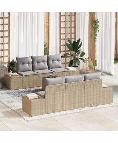 vidaXL Zestaw sofy ogrodowej  7 części Beżowy i jasnoszary Dārza mēbeļu komplekti