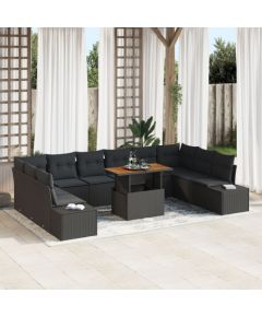 Vidaxl Zestaw Sof Ogrodowych Zestaw 11 Czarny Rattan Dārza mēbeļu komplekti