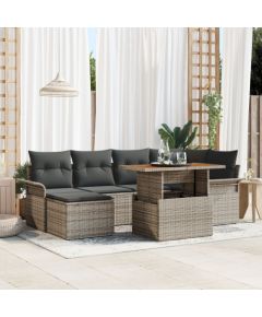 Vidaxl Zestaw sofy ogrodowej Zestaw 7 częściowy Szary Dārza mēbeļu komplekti