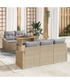 vidaXL Zestaw sof ogrodowych 6-elementowy Beżowy Polirattan Dārza mēbeļu komplekti