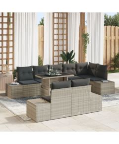 vidaXL Zestaw sofy ogrodowej Zestaw 9-częściowy Beżowy, Czarny Dārza mēbeļu komplekti