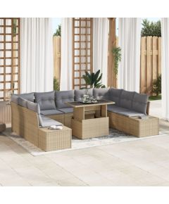 vidaXL Zestaw Sof Ogrodowych 10-Częściowy Beżowy Rattan Nowoczesny Dārza mēbeļu komplekti