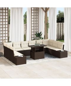 vidaXL Zestaw Sof Ogród Zestaw 11 Beżowy i Ciemnobrązowy Dārza mēbeļu komplekti