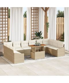 vidaXL Zestaw Sofy Ogrodowej Zestaw 11 Beżowy Wiklina Dārza mēbeļu komplekti
