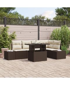 Zestaw sof ogrodowych vidaXL 6-częściowy Brązowy Rattan Dārza mēbeļu komplekti