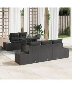 vidaXL Zestaw sof ogrodowych Zestaw 6 Czarny Polietylenowy rattan Dārza mēbeļu komplekti