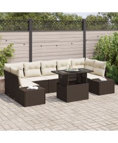 vidaXL Zestaw Sof Ogrodowych 8 elementów Ciemnobrązowy, Kremowy Dārza mēbeļu komplekti