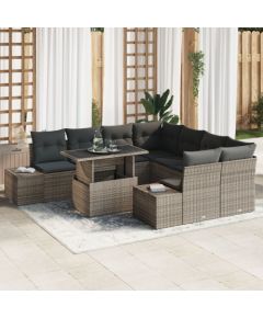 Zestaw kanapowy vidaXL Zestaw 9 Szary, Brązowy Polirattan, Poliester Dārza mēbeļu komplekti