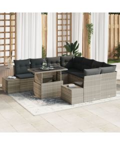 Zestaw sof ogrodowych vidaXL Zestaw 9 Beżowy, ciemnoszary Rattan Dārza mēbeļu komplekti