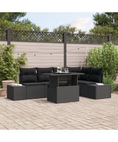 vidaXL Zestaw Sof Ogrodowych 6-elementów Czarny Dārza mēbeļu komplekti