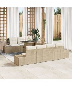 vidaXL Zestaw sof ogrodowych Zestaw 8 Beżowy Polirattan Stół ogrodowy Dārza mēbeļu komplekti