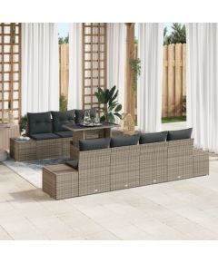 Zestaw Sof Ogrodowych vidaXL 8 Części Szary, Ciemny Wicker Dārza mēbeļu komplekti