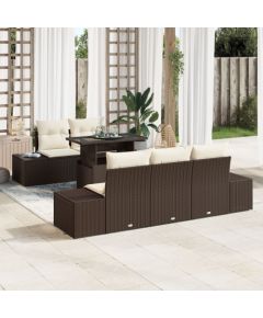 Zestaw sof ogrodowych vidaXL 6-częściowy Brązowy Rattan Stół na zewnątrz Dārza mēbeļu komplekti