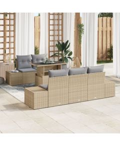 vidaXL Zestaw Sof Ogrodowych Zestaw 6 Beżowy Rattan Dārza mēbeļu komplekti