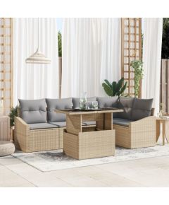 vidaXL Zestaw Sofy Ogrodowej Zestaw 6 części Beżowy Rattan Sofa Ogrodowa Dārza mēbeļu komplekti