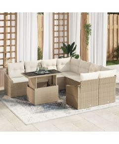 vidaXL Zestaw sof ogrodowych Zestaw 9 Beżowy Rattan Dārza mēbeļu komplekti