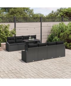 Zestaw sof ogrodowych vidaXL 7 części Czarny Poli rattan Dārza mēbeļu komplekti