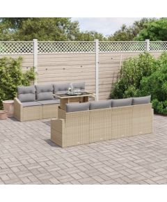 vidaXL Zestaw kanap ogrodowych 7-elementowy Beżowy Poliester rattanowy Dārza mēbeļu komplekti