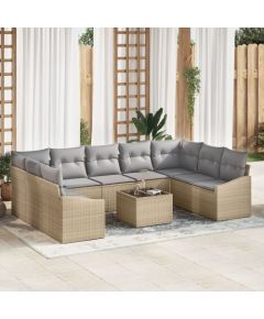 vidaXL Zestaw sofy ogrodowej Zestaw 10-elementowy Beżowy, Szary Dārza mēbeļu komplekti