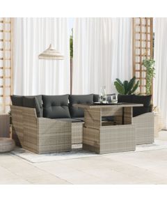 Zestaw sofy ogrodowej vidaXL 7 elementów Beżowy i ciemnoszary Dārza mēbeļu komplekti