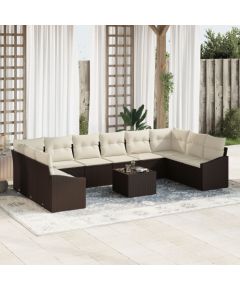 vidaXL Zestaw Sof Ogrodowych Zestaw 11 Beżowy Poli Rattan Sofa Ogrodowa Dārza mēbeļu komplekti