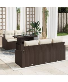 Zestaw sof ogrodowych vidaXL 6-częściowy Brązowy Polirattan, Materiał Dārza mēbeļu komplekti