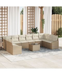 vidaXL Zestaw sof ogrodowych Zestaw 11 elementów Beżowy Sztuczny rattan Dārza mēbeļu komplekti