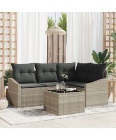 vidaXL Zestaw sof ogrodowych 5-częściowy Beżowy, Ciemnoszary Dārza mēbeļu komplekti