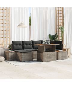 vidaXL Zestaw Sofy Ogrodowej Zestaw 7 Szary Rattan Narożna Sofa Ogrodowa Dārza mēbeļu komplekti