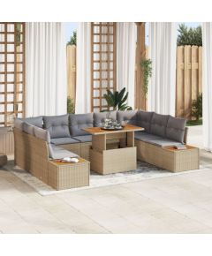 Zestaw kanapowy vidaXL Zestaw 6 Beżowy, Szary Rattan, Poliester Dārza mēbeļu komplekti