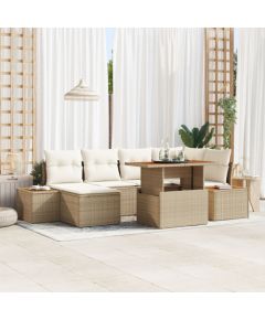 Zestaw Sof VidaXL do ogrodu Zestaw 7 Beżowy Rattan Meble ogrodowe Dārza mēbeļu komplekti